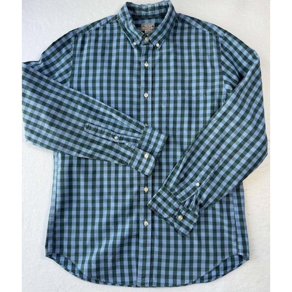 J Crew Quality Woven Shirts Mens MED Gingham Checkered Plaid Button Long Sleeve - Picture 2 of 9